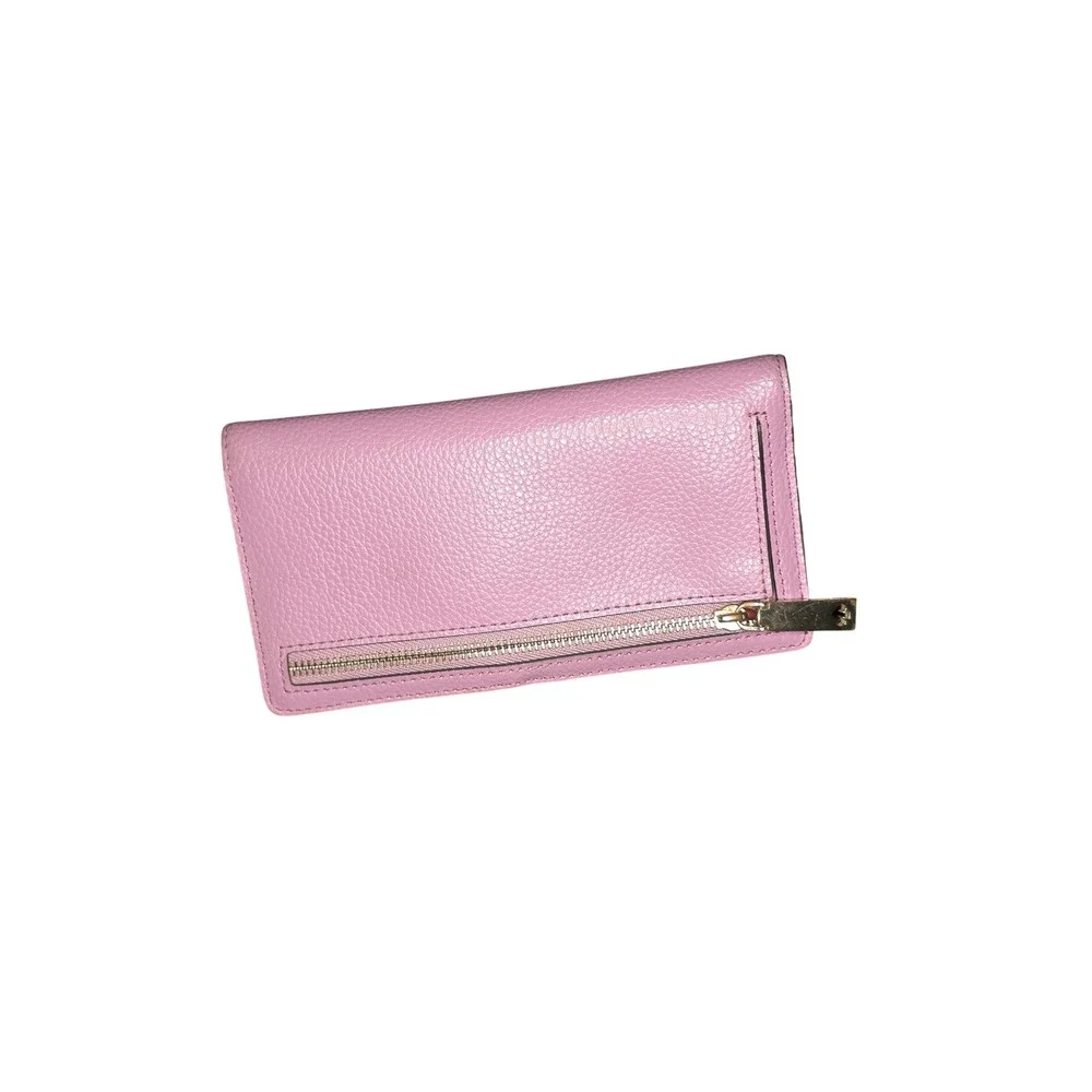 Wallet Kate Spade Pebbled Leather Slim Bifold Womens Orchid Pink